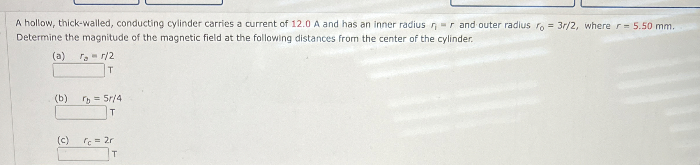 A hollow, thick - walled, conducting cylinder