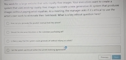 You work for a large wrbsite that sells royalty -