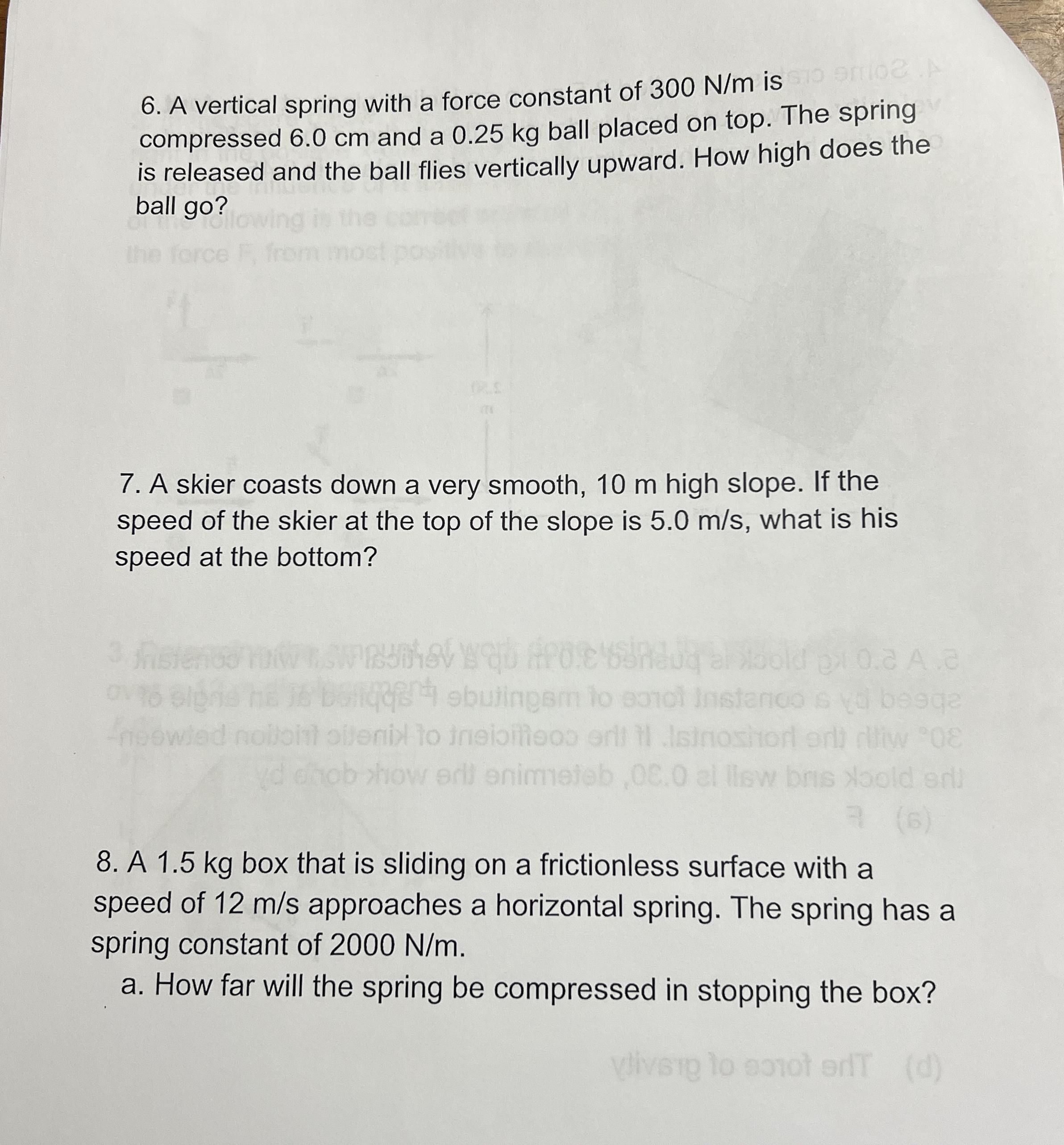 A vertical spring with a force constant of 3 0 0