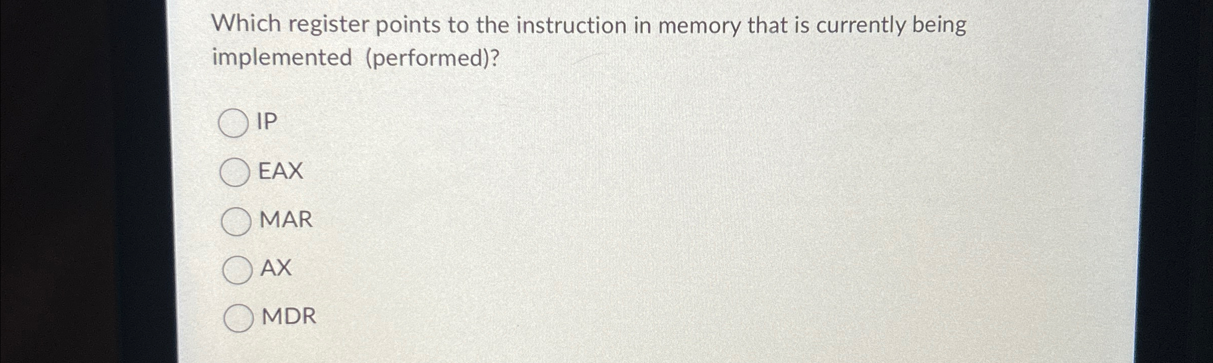 Which register points to the instruction in