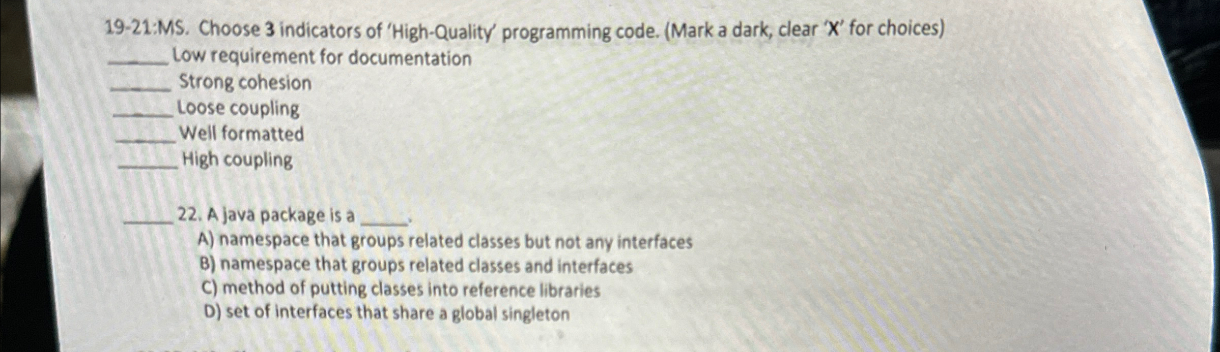 1 9 - 2 1 :MS . Choose 3 indicators of 'High -