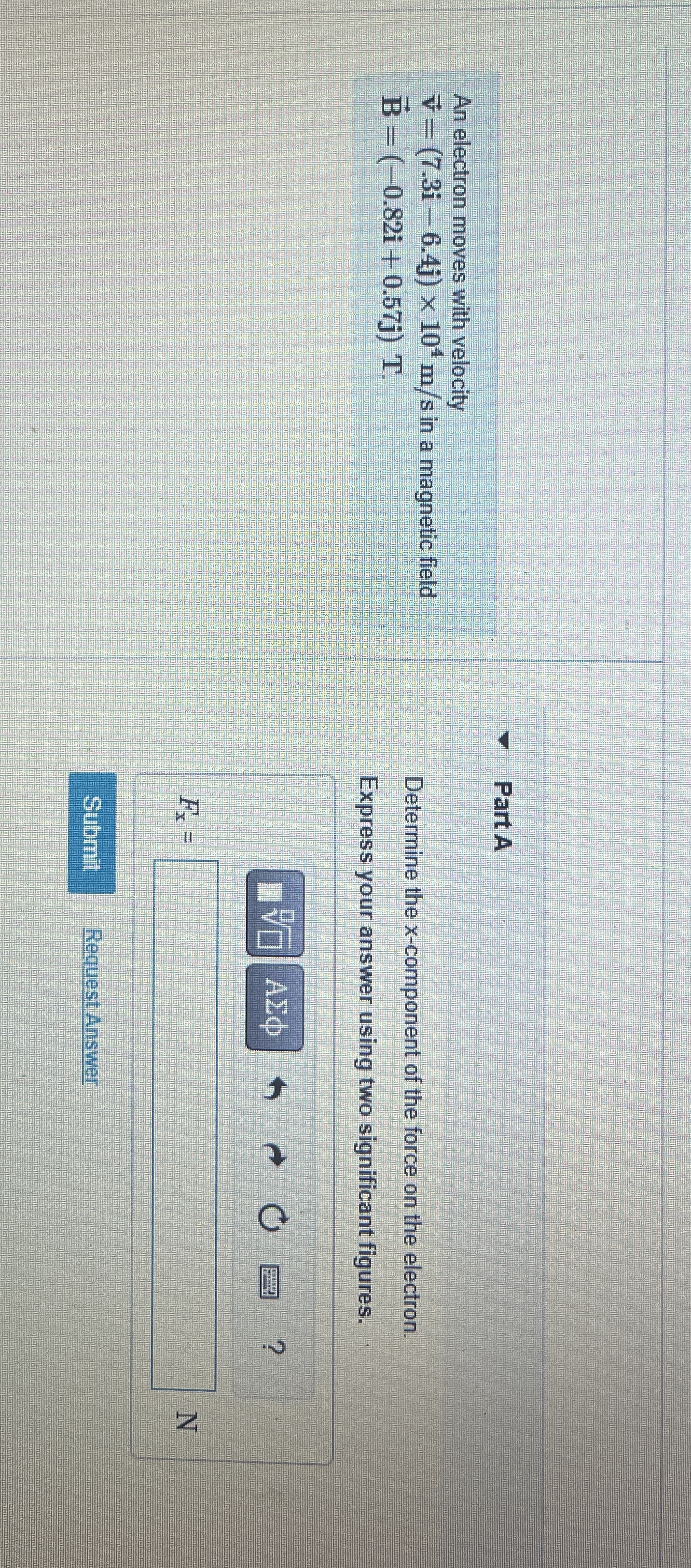 Part A An electron moves with velocity vec ( v )