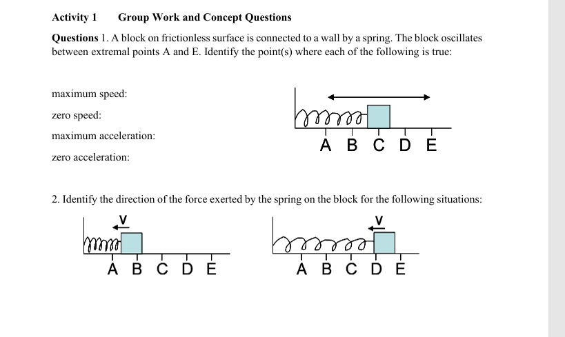 Activity 1 Group Work and Concept Questions