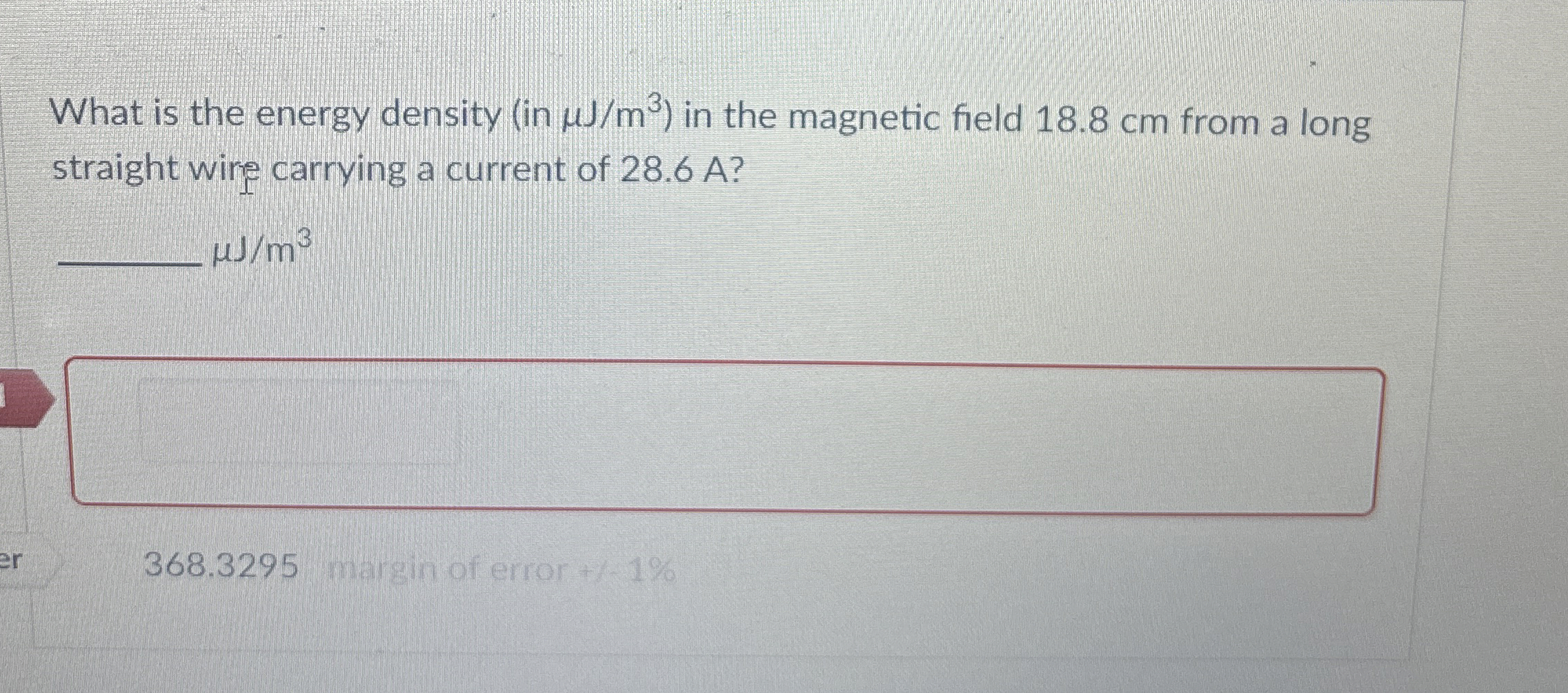 What is the energy density ( in J m 3 ) in the