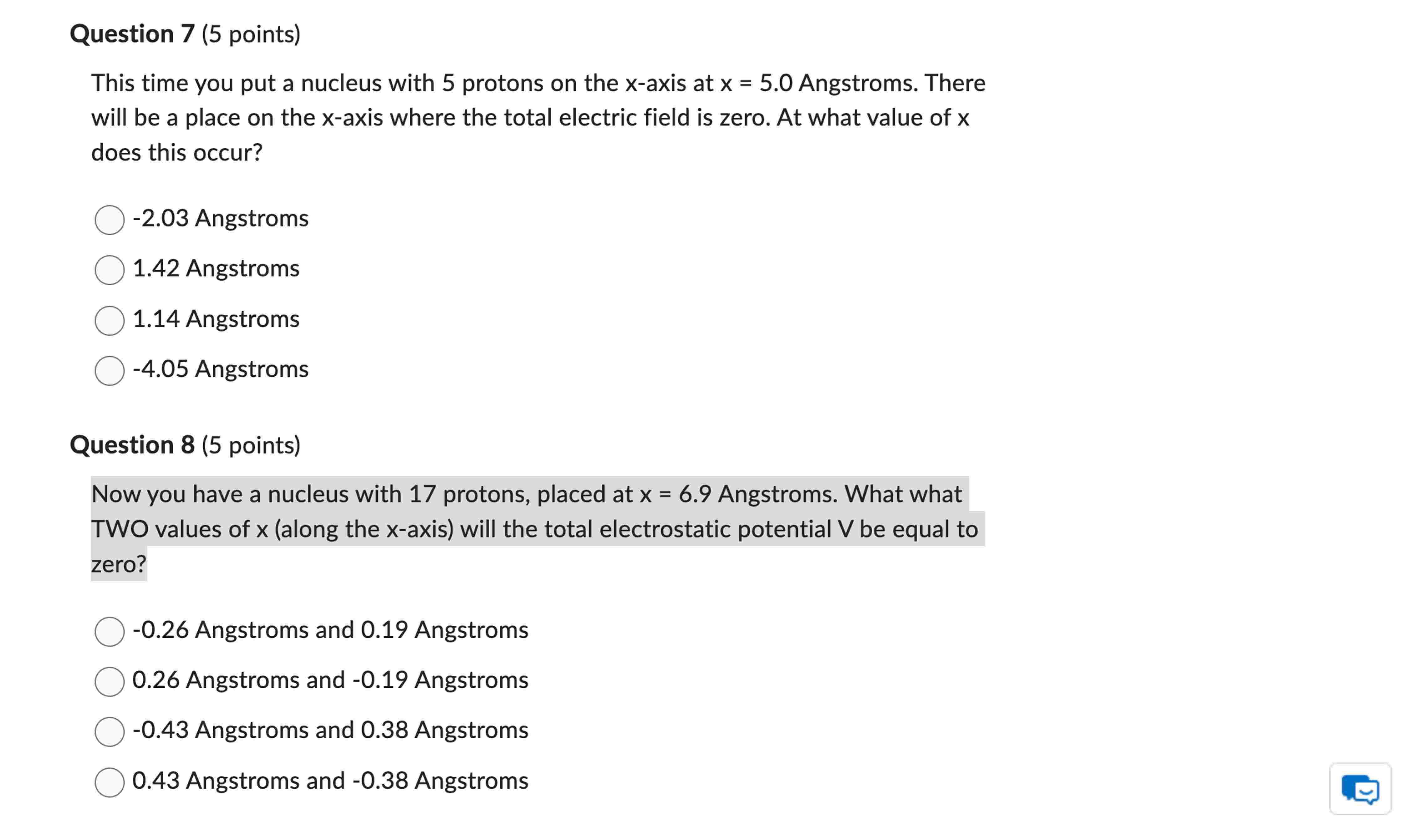 Question 7 This time you put a nucleus with 5