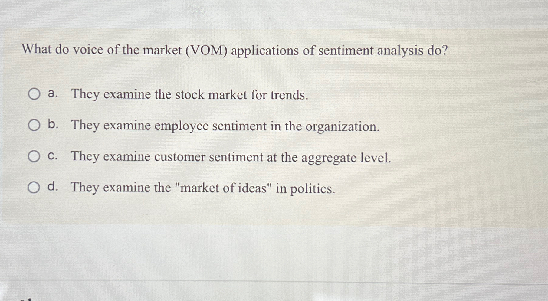 What do voice of the market ( VOM ) applications
