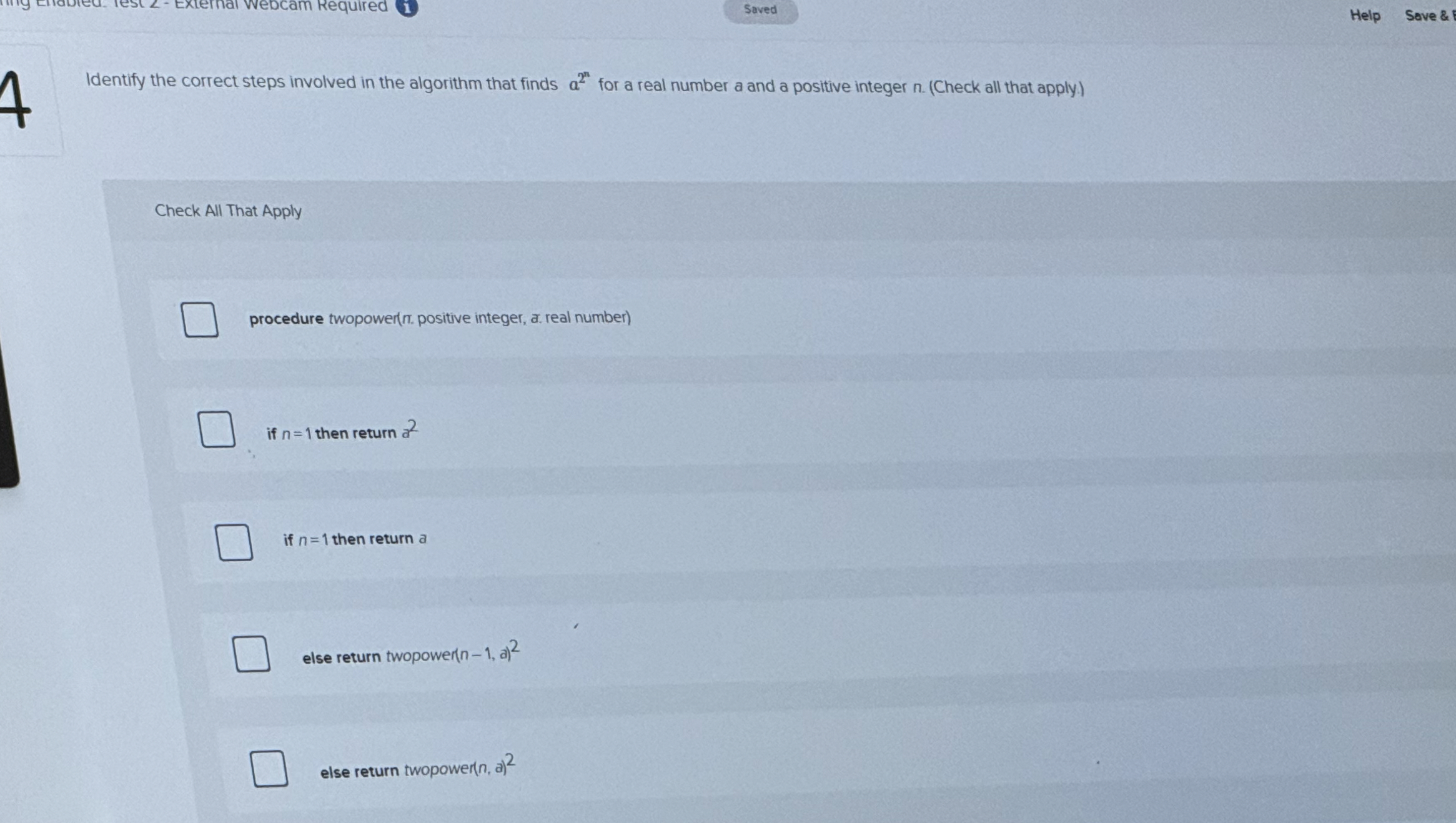 Saved Help Sove & : Identify the correct steps