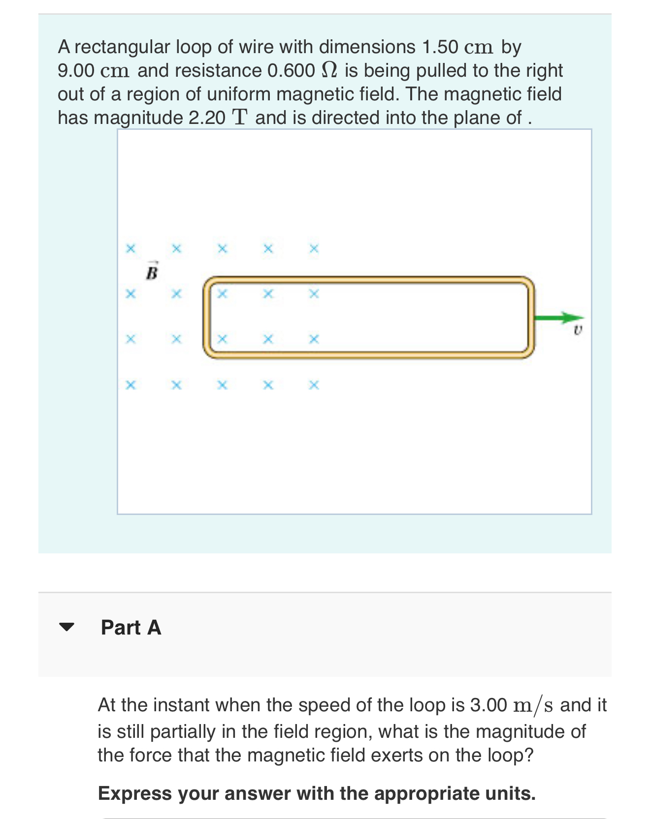 A rectangular loop of wire with dimensions 1 . 5