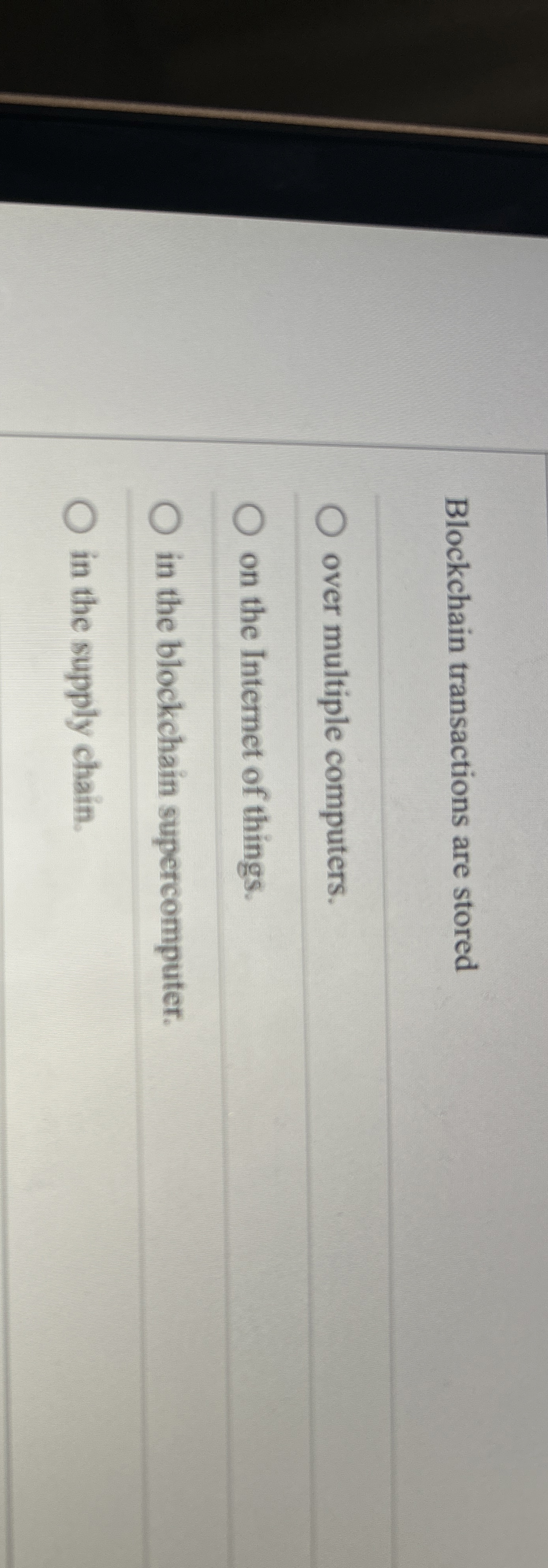 Blockchain transactions are stored over multiple
