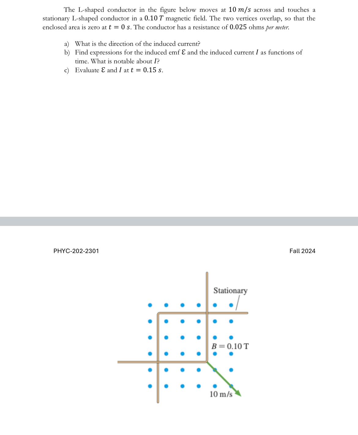 The L - shaped conductor in the figure below