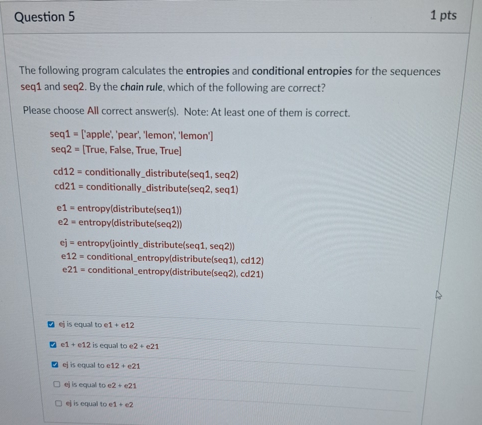 Question 5 1 p t s The following program