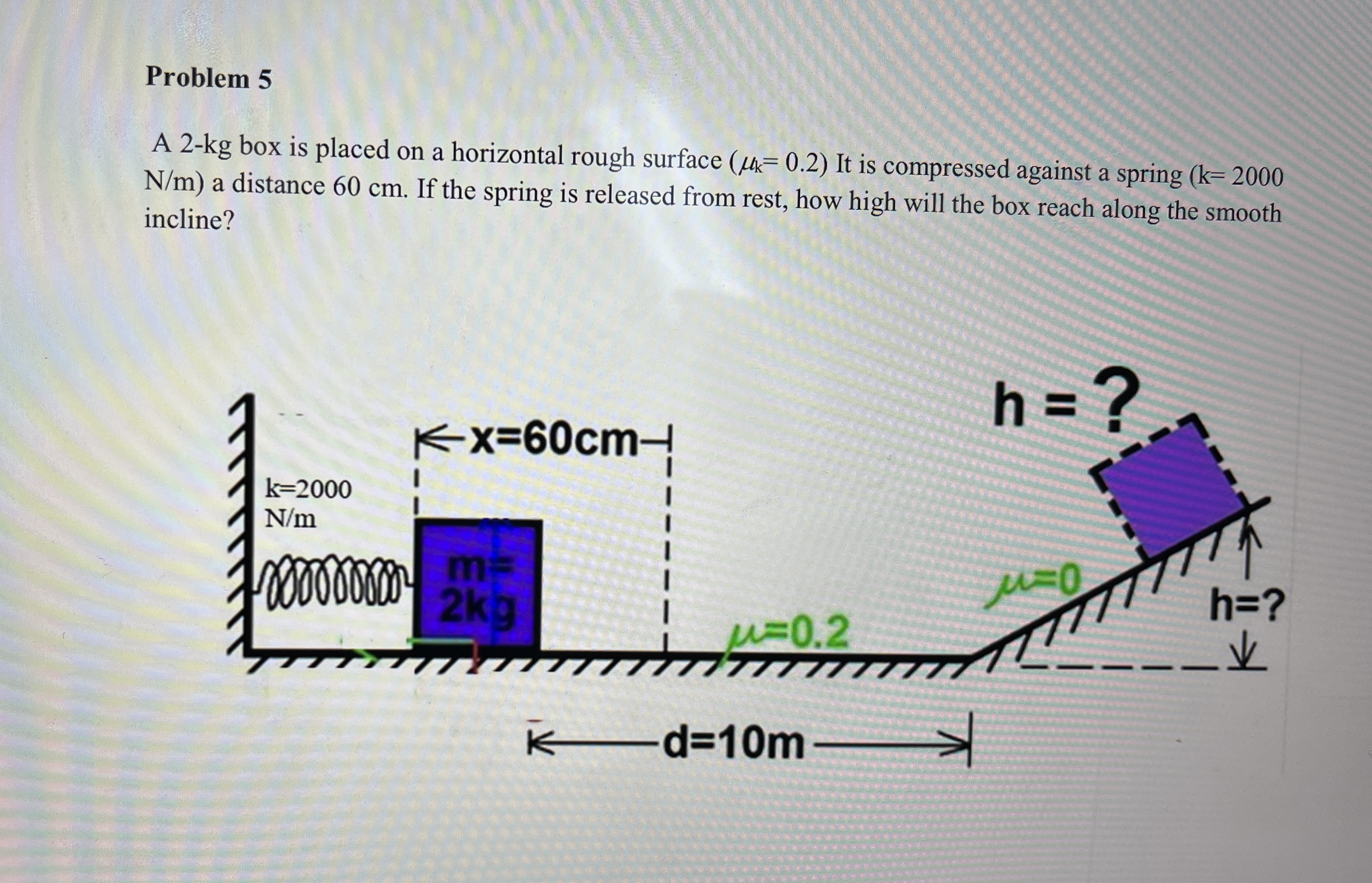 Problem 5 A 2 - kg box is placed on a horizontal