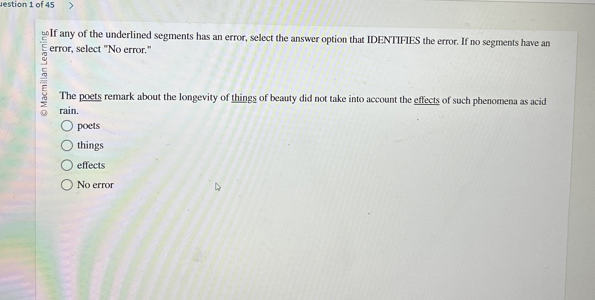 lestion 1 of 4 5 on If any of the underlined