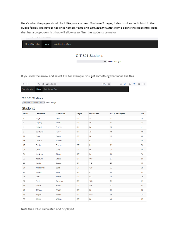 The assignment here is to write an app using a
