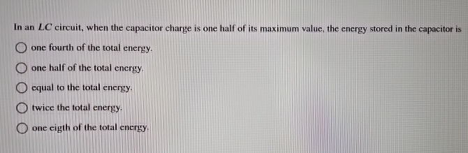 In an LC circuit, when the capacitor charge is