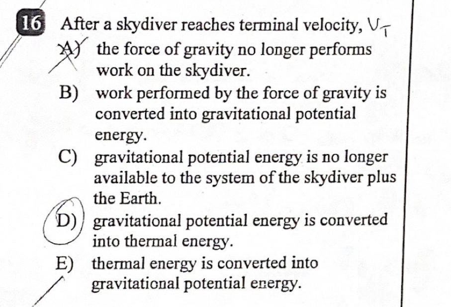 1 6 After a skydiver reaches terminal velocity, V