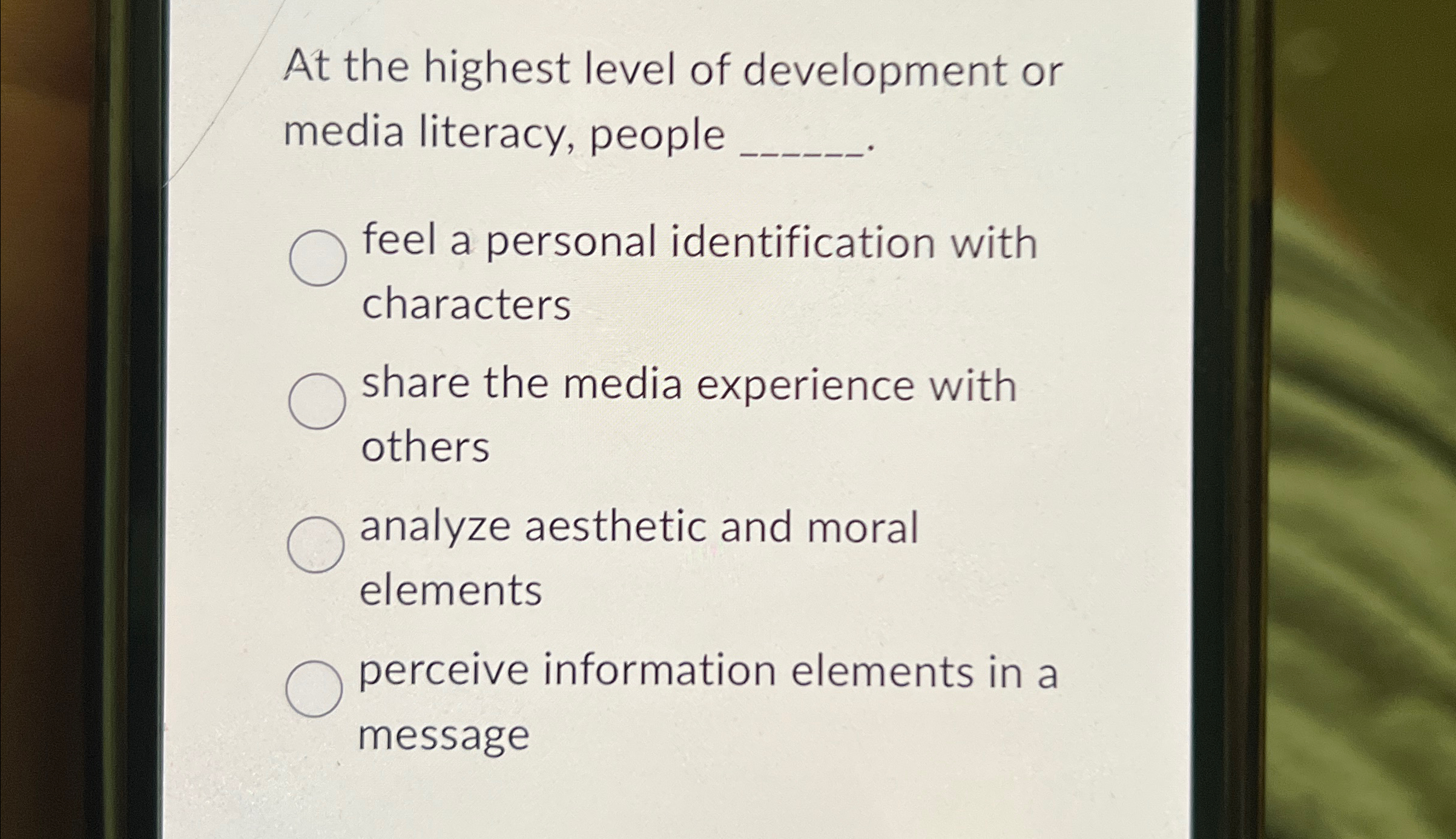 At the highest level of development or media