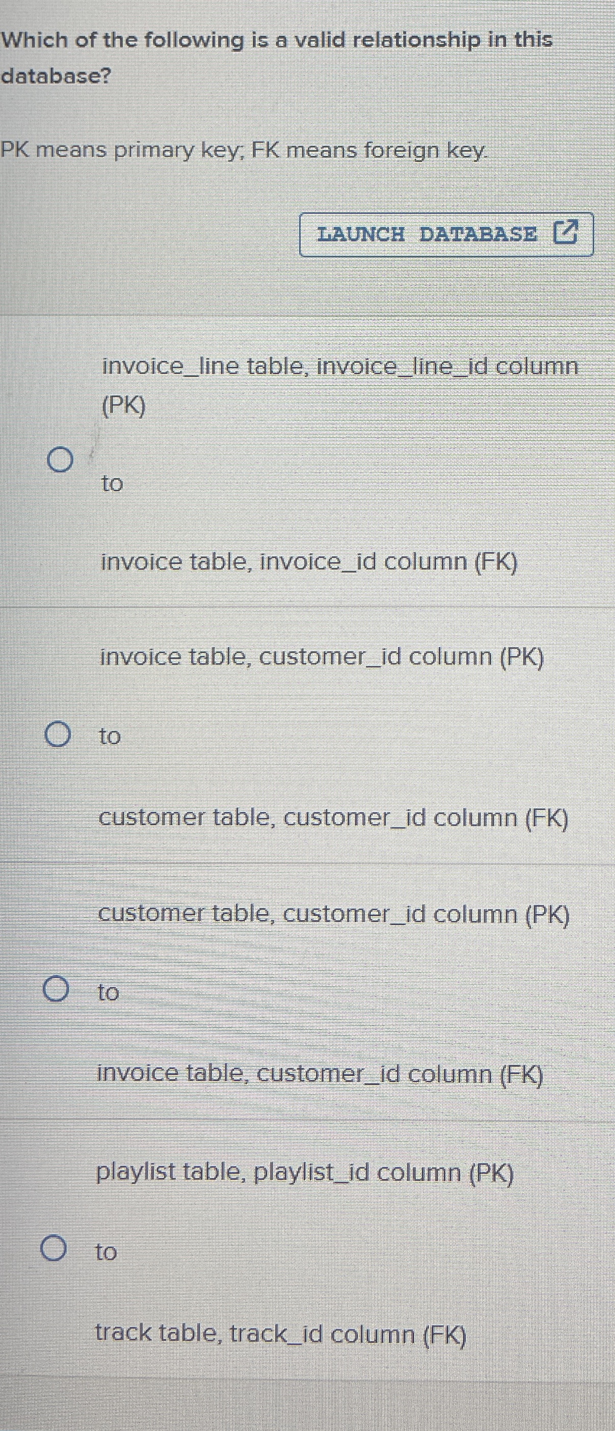 Which of the following is a valid relationship in