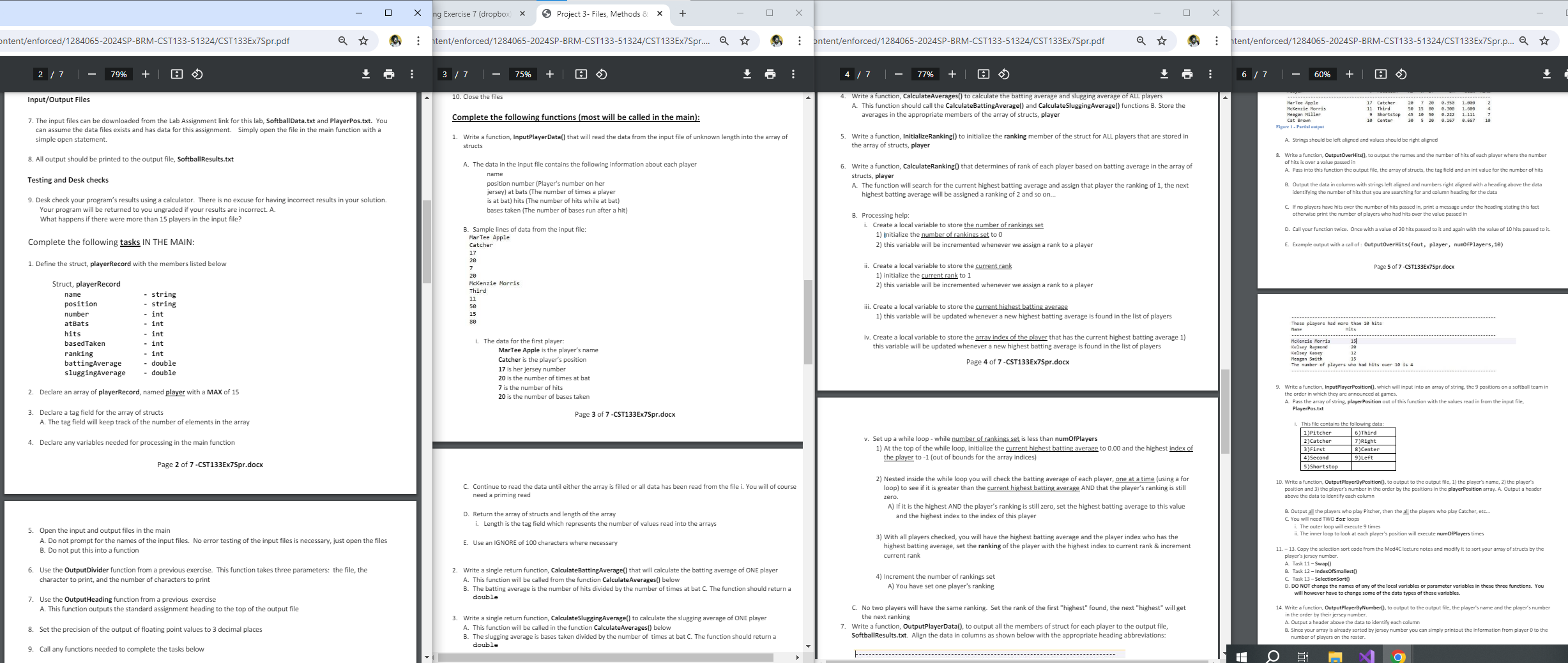 Exercise 7 Structs & Array of Struct C + +