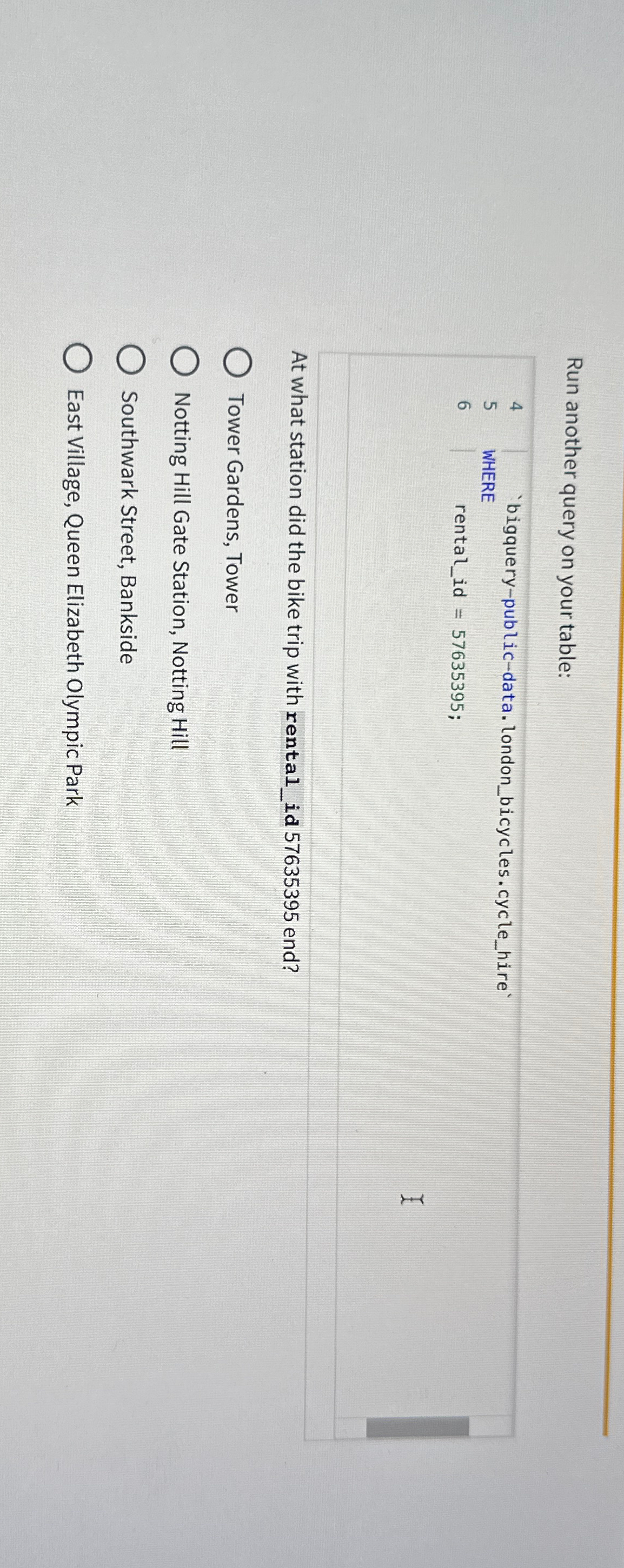 Run another query on your table: At what station