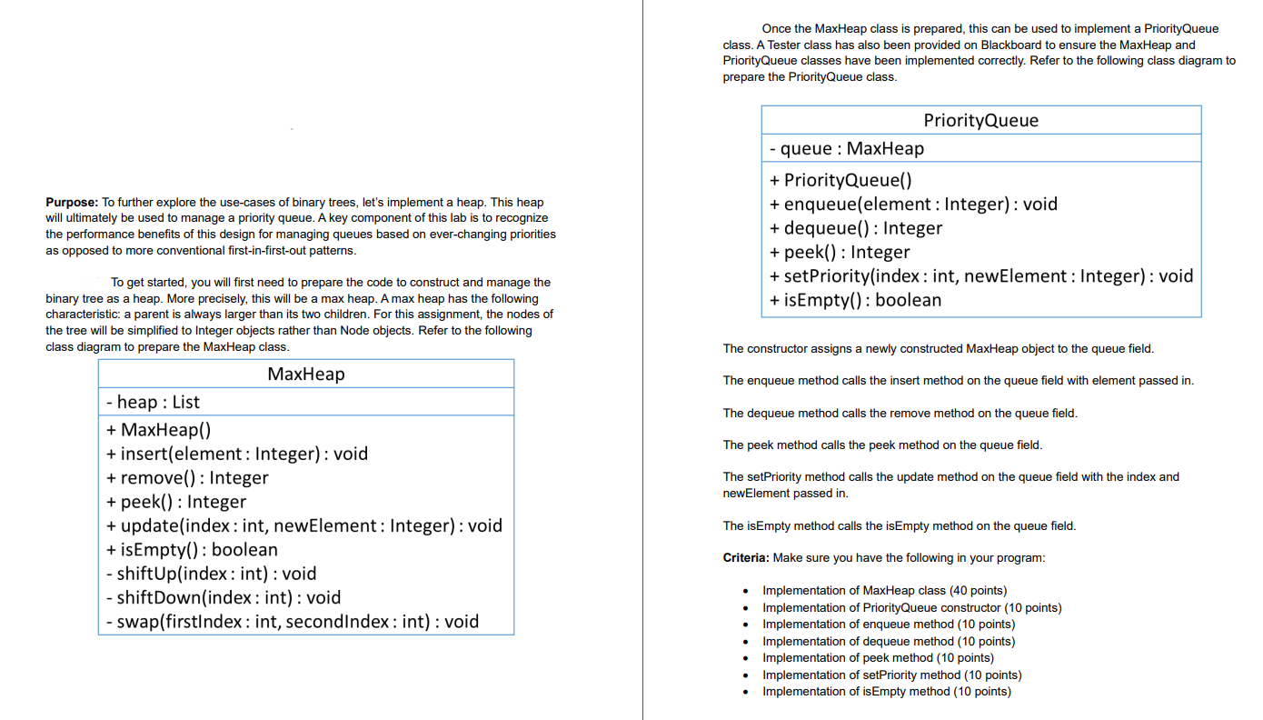 Once the MaxHeap class is prepared, this can be