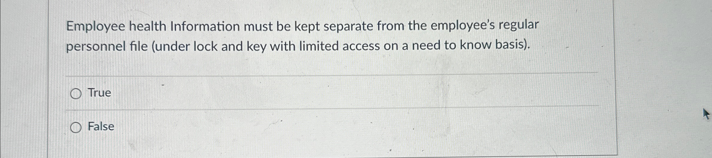 Employee health Information must be kept separate