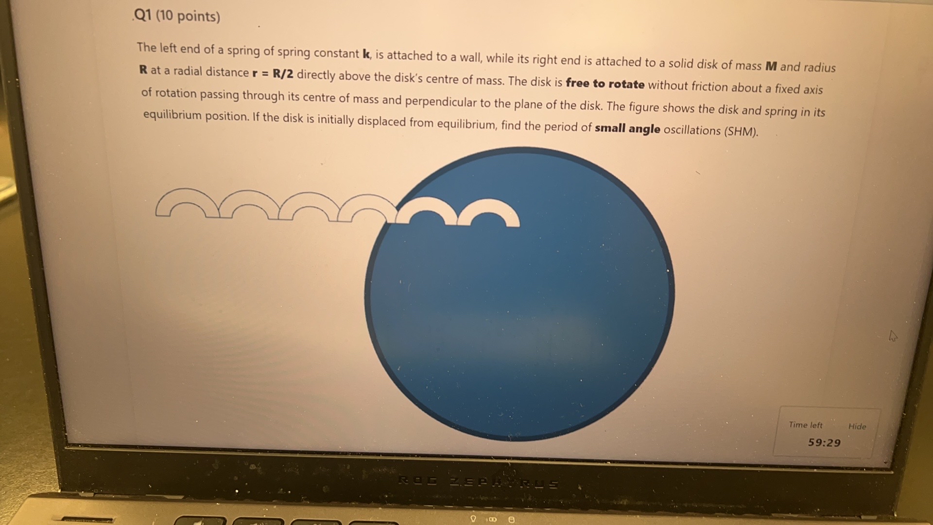 Q 1 ( 1 0 points ) The left end of a spring of