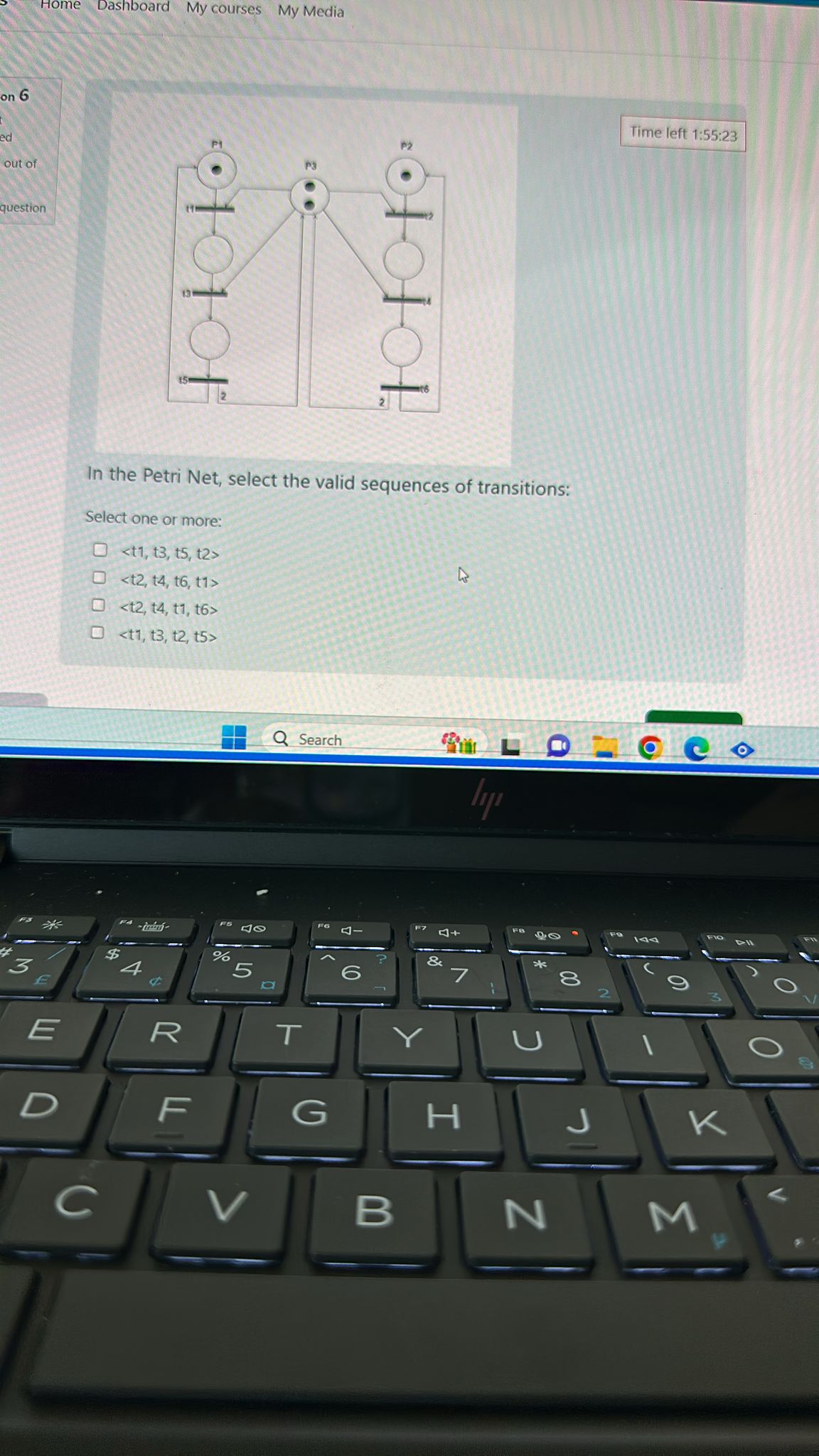 In the Petri Net, select the valid sequences of