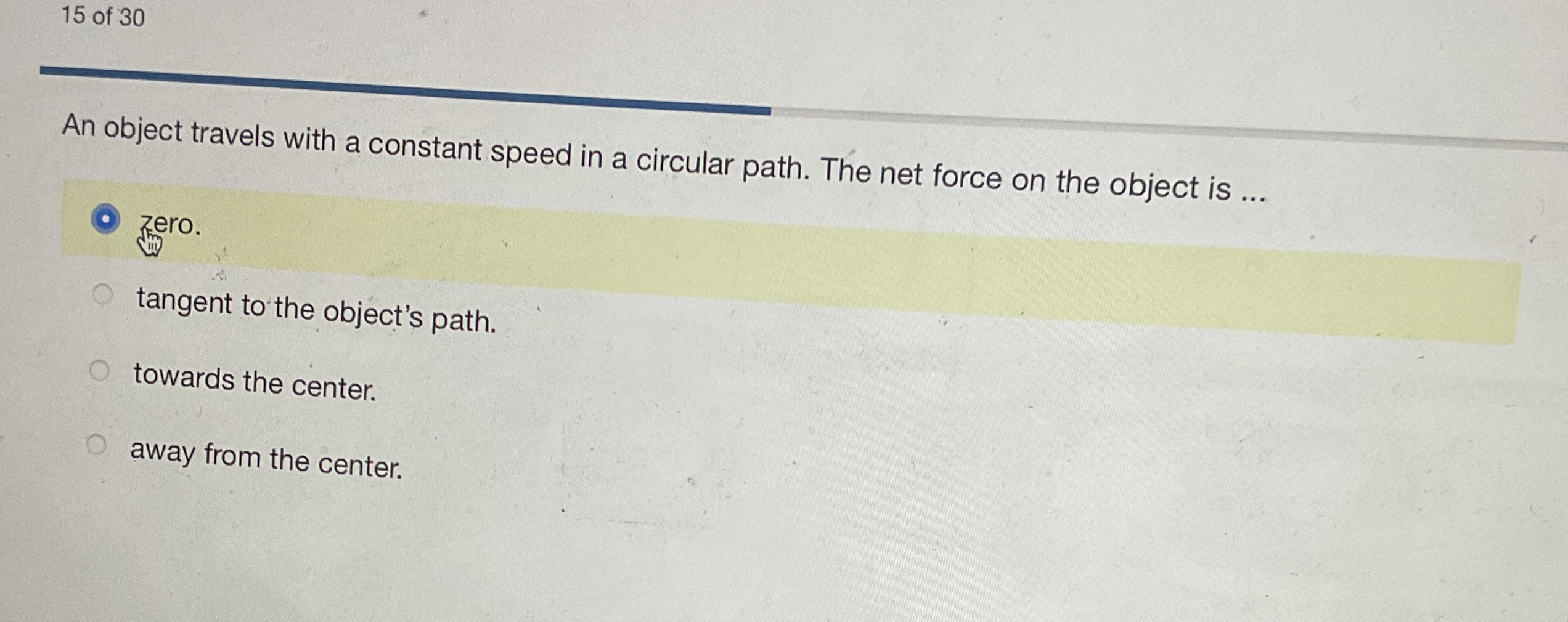 1 5 of 3 0 An object travels with a constant