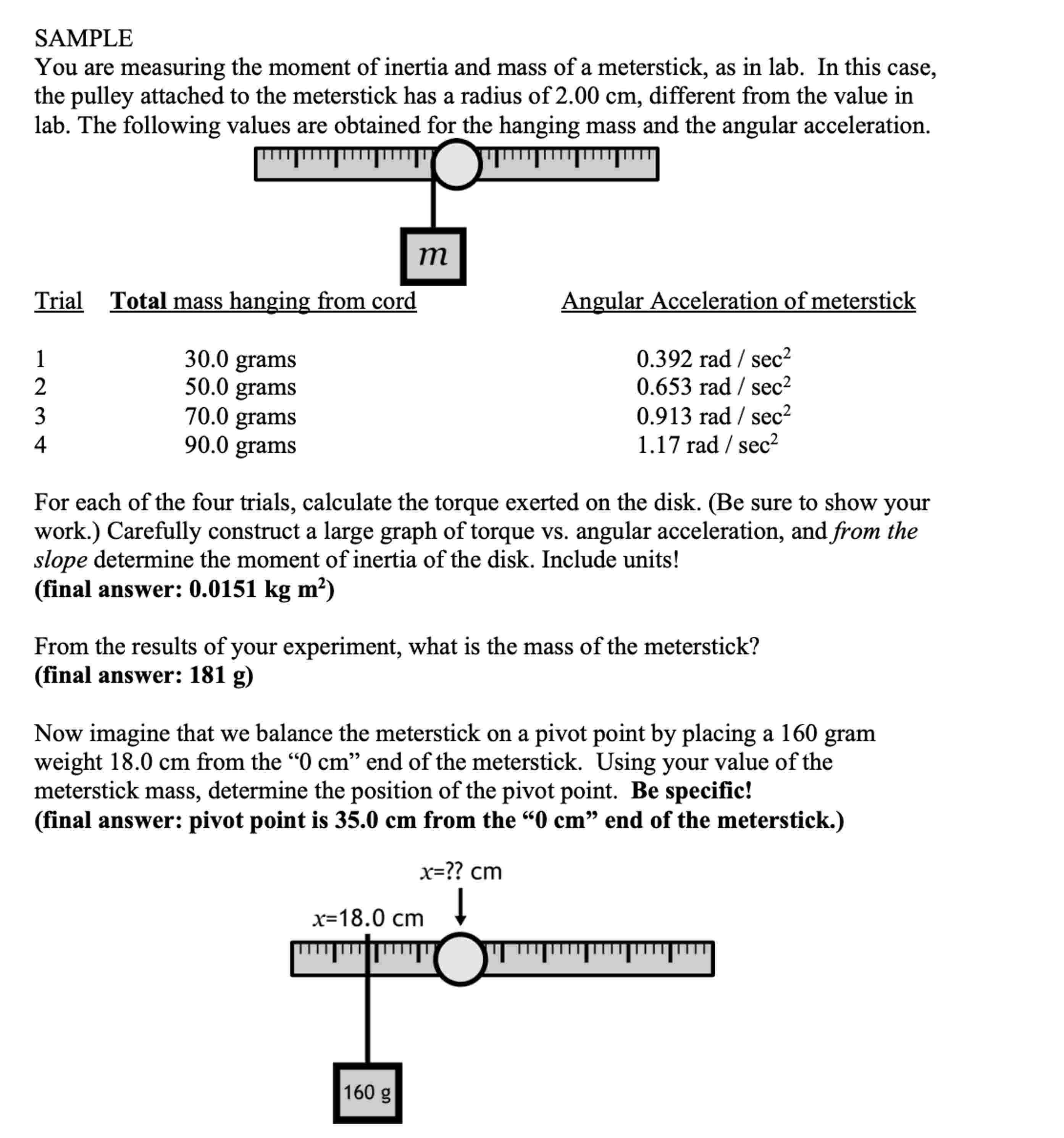 SAMPLE You are measuring the moment of inertia