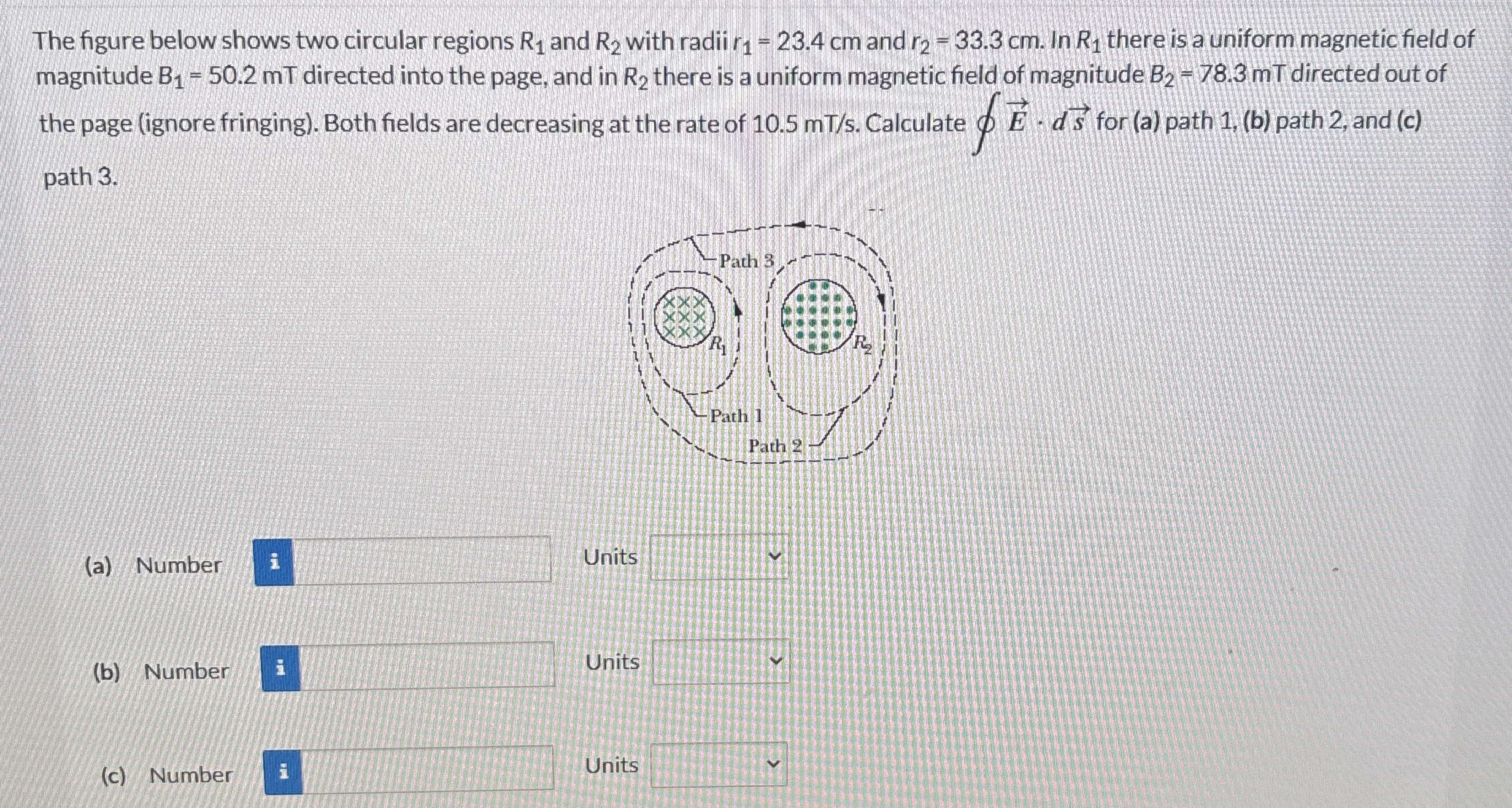 The figure below shows two circular regions R 1