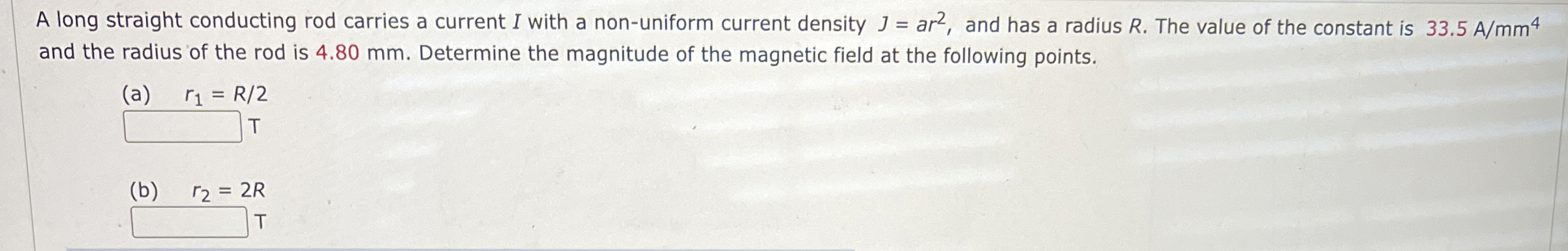 A long straight conducting rod carries a current