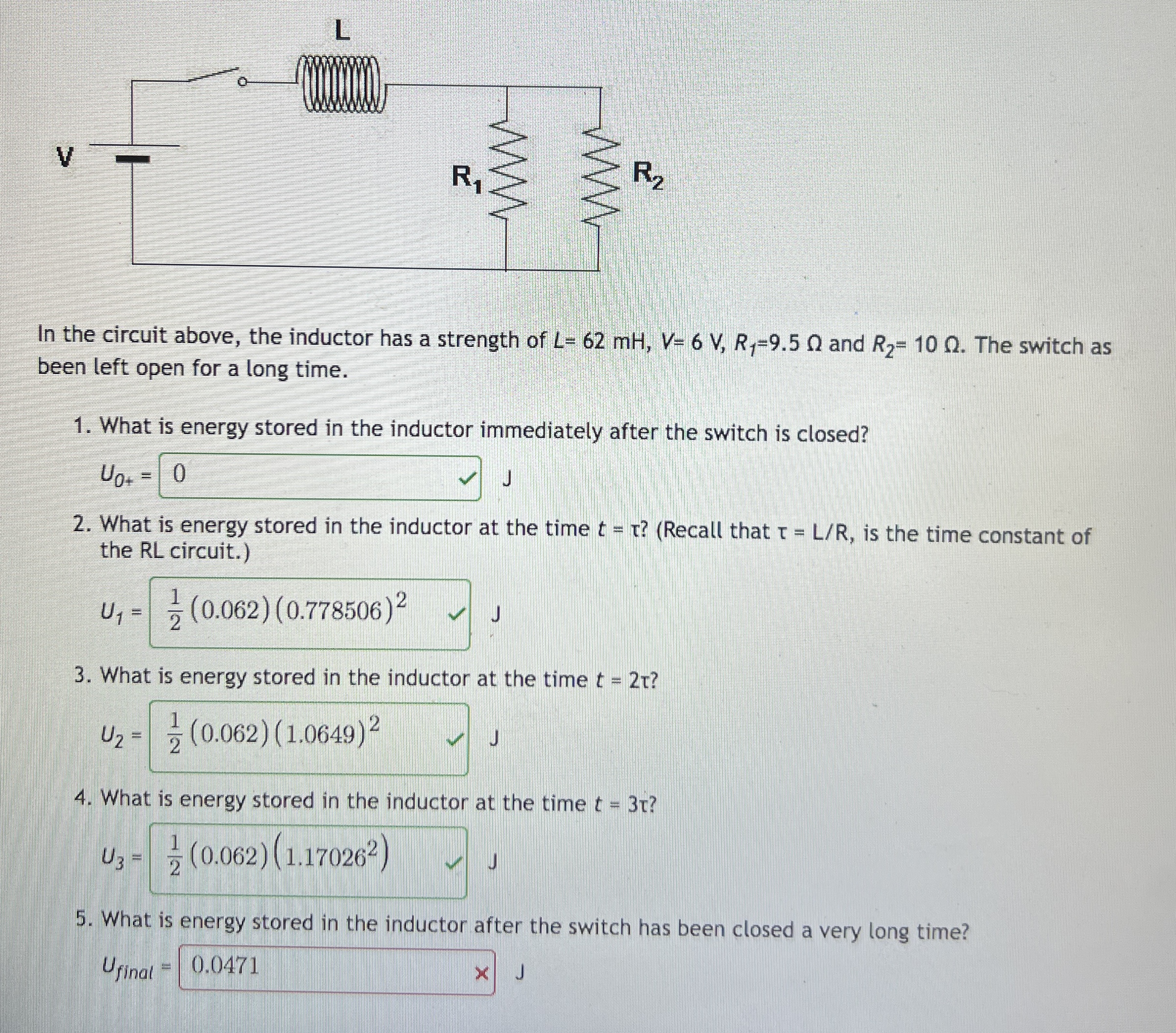 In the circuit above, the inductor has a strength