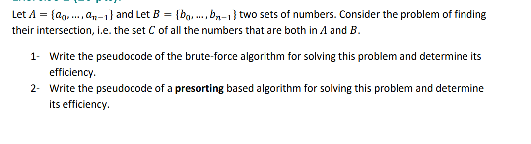Let A = { a 0 , dots, a n - 1 } and Let B = { b 0