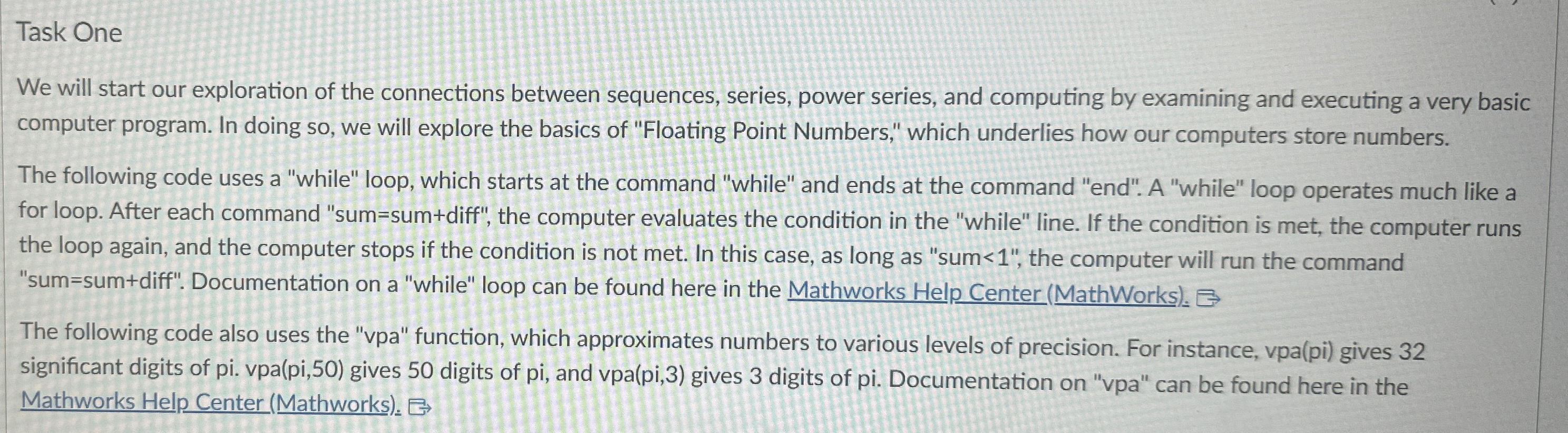 Task One We will start our exploration of the