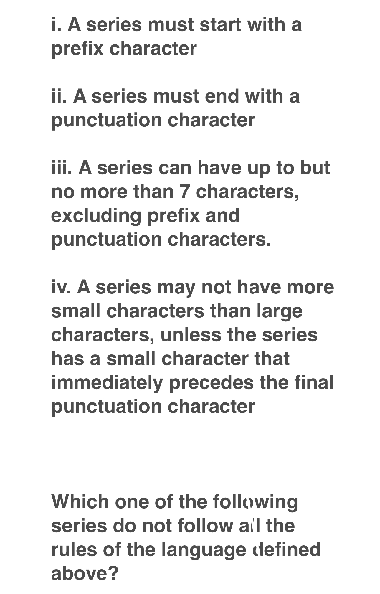 i . A series must start with a prefix character