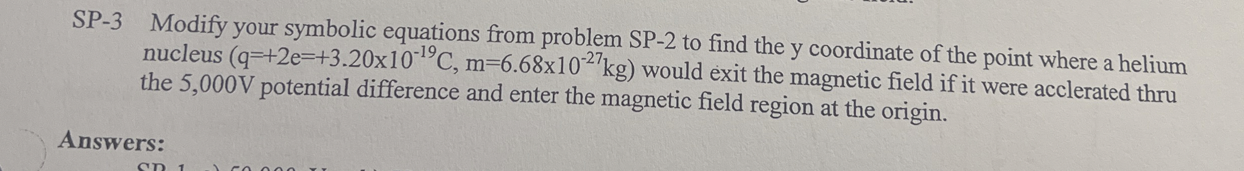 SP - 3 Modify your symbolic equations from
