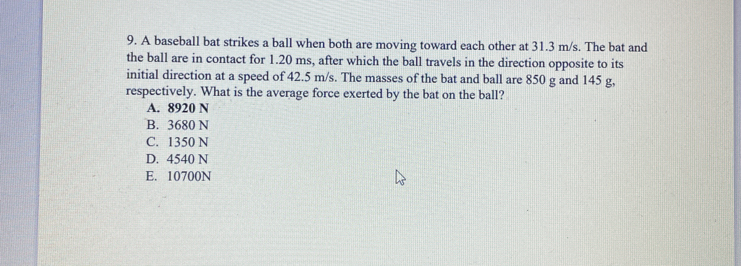 A baseball bat strikes a ball when both are