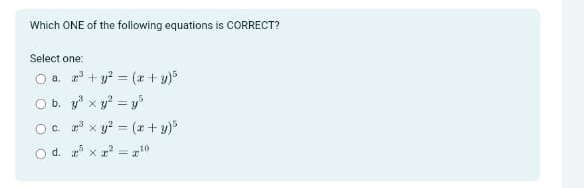 Which ONE of the following equations is CORRECT?