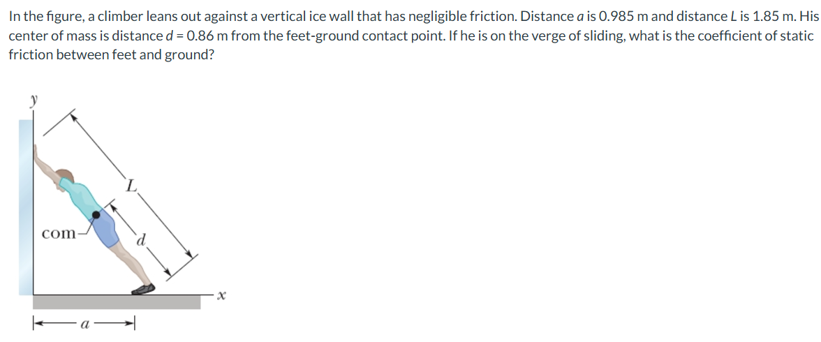 In the figure, a climber leans out against a