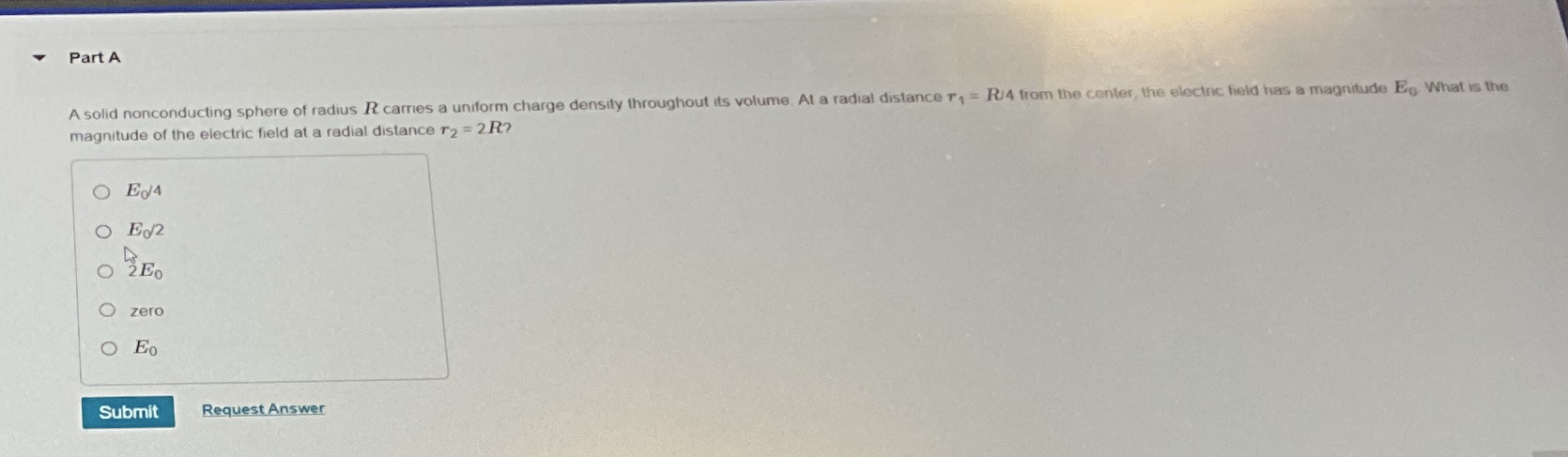 Part A magnitude of the electric field at a