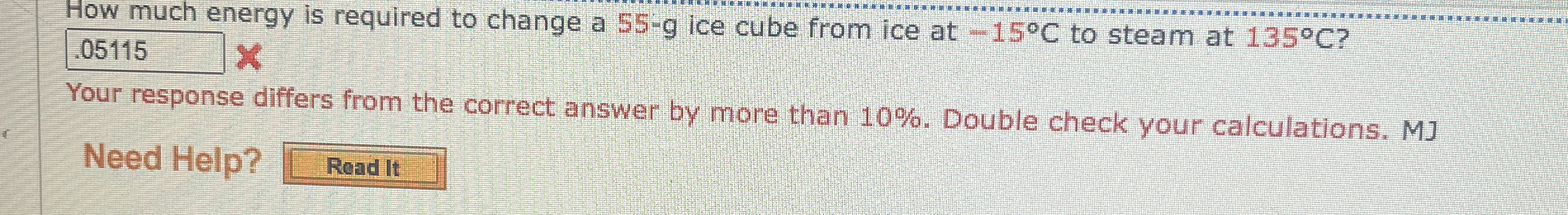 How much energy is required to change a 5 5 - g