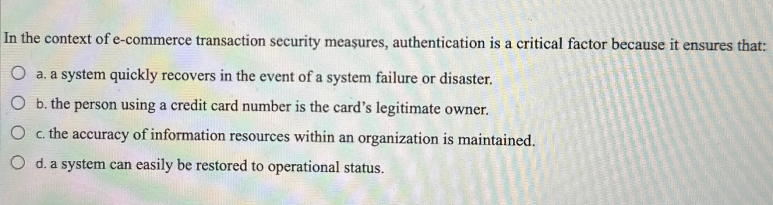 In the context of e - commerce transaction