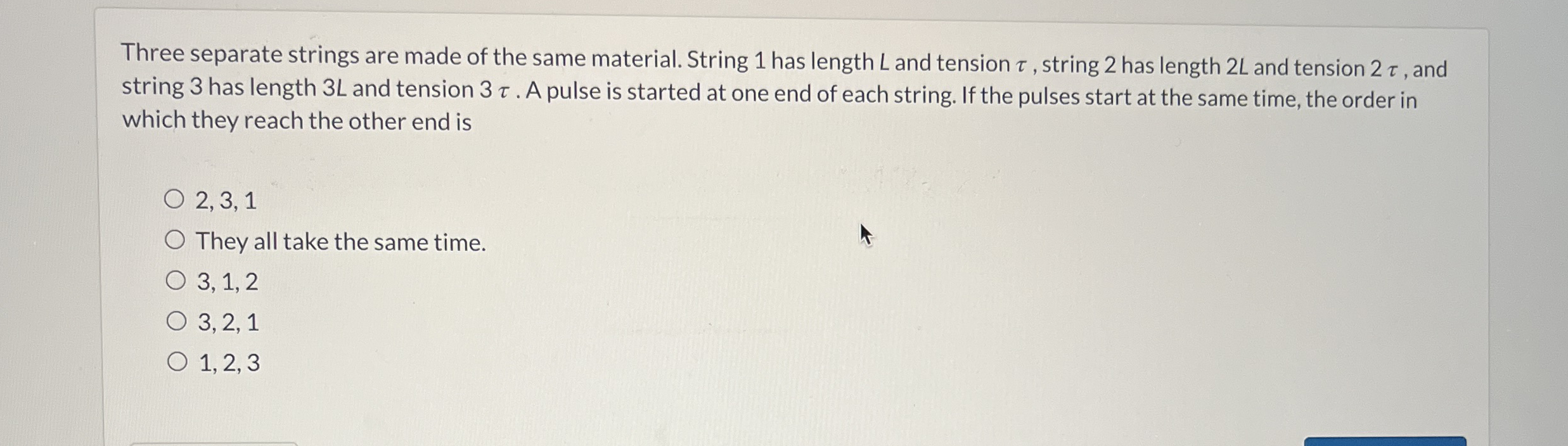 Three separate strings are made of the same