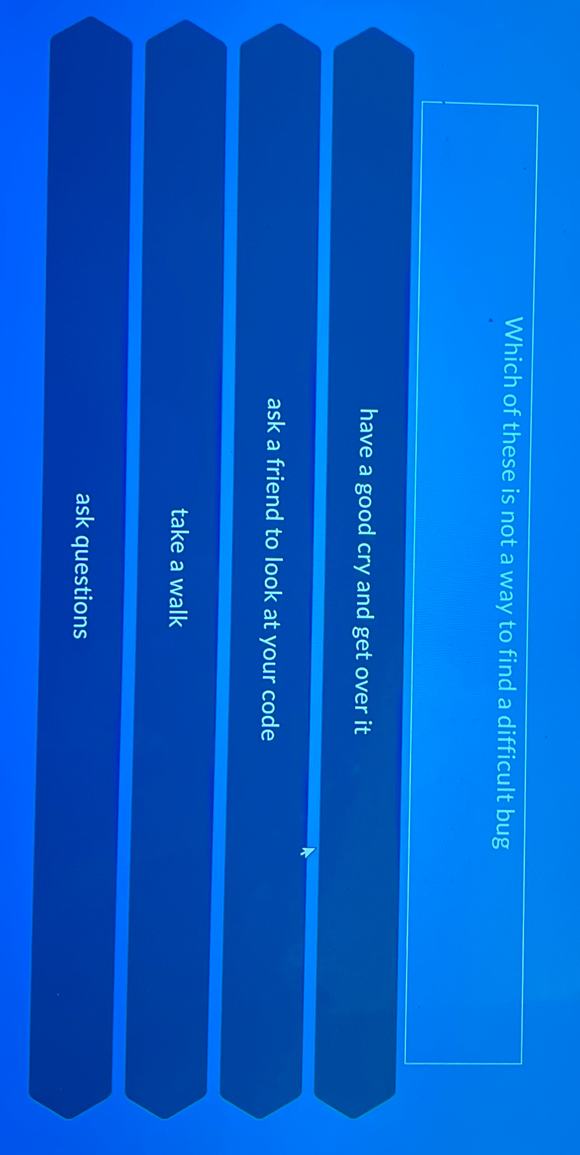 Which of these is not a way to find a difficult