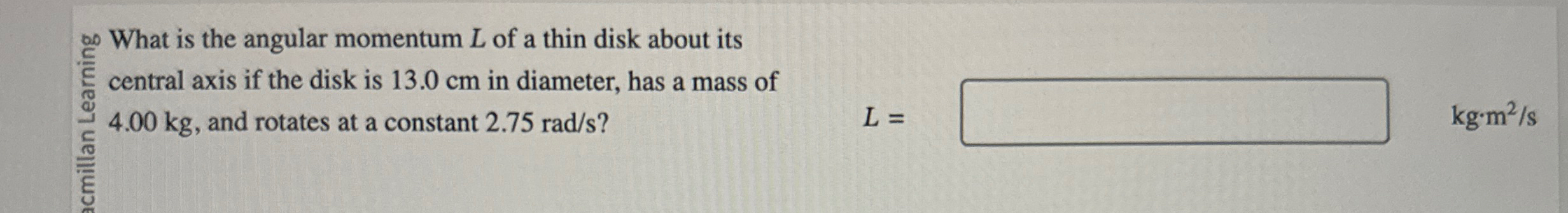 What is the angular momentum L of a thin disk