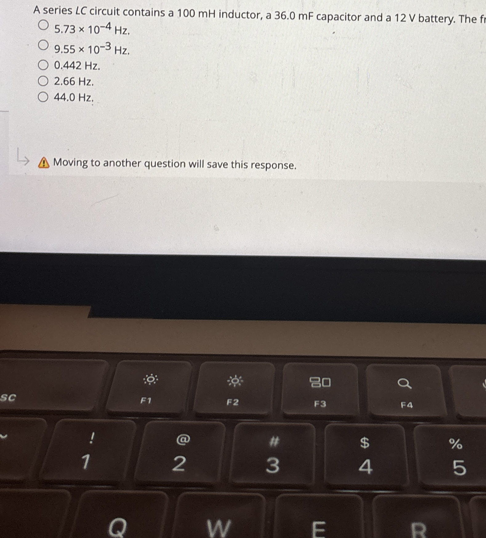 A series LC circuit contains a 1 0 0 mH inductor,