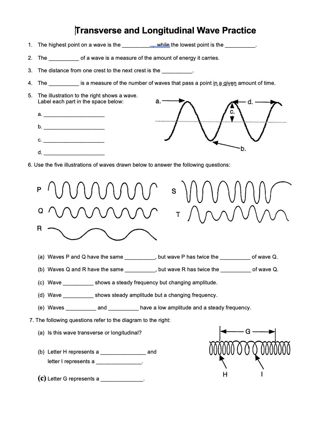 | Transverse and Longitudinal Wave Practice 1 .