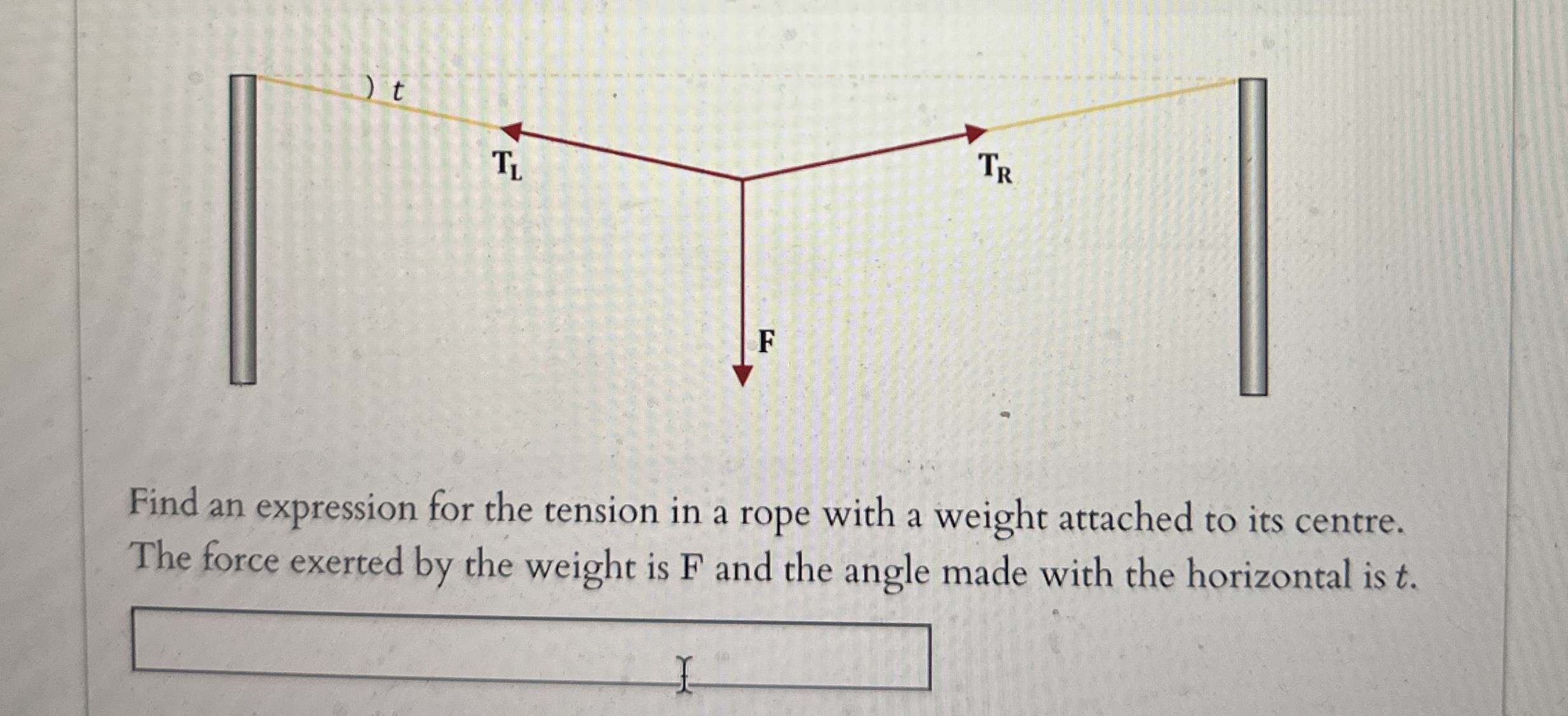 Find an expression for the tension in a rope with