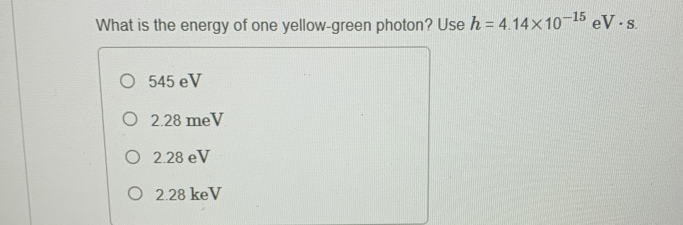 What is the energy of one yellow - green photon?